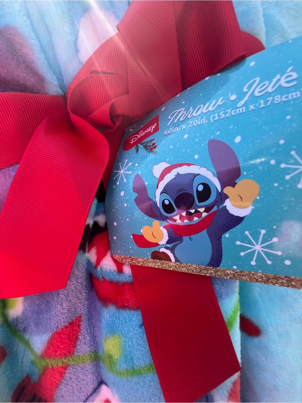 Disney Plush Stitch Holiday Throw Blanket